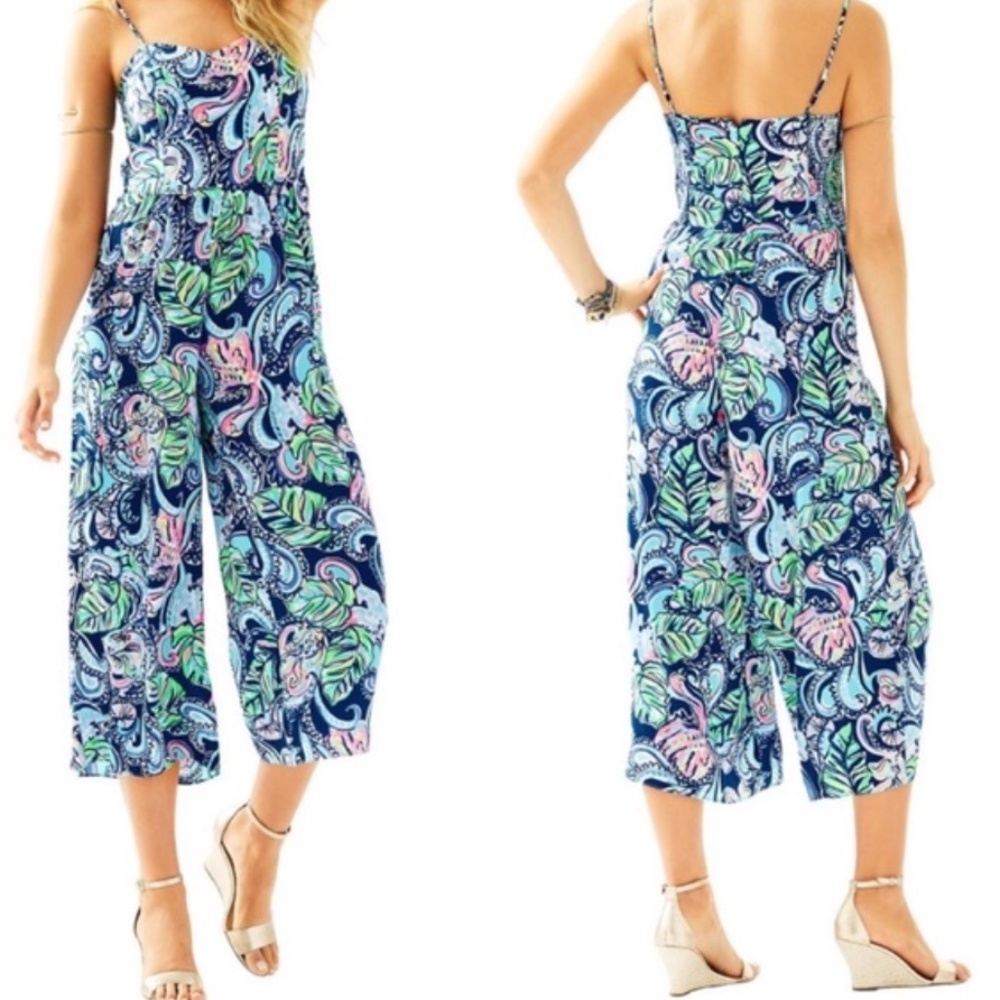 LILLY PULITZER Marnee "Hanging with the Fronds" Silky Jumpsuit